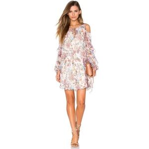Haute Hippie Floral Sun Cold Shoulder Boho Silk New Formal Evening Mini Dress M